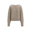 Ermanno Scervino Cropped Turtleneck Sweater With Cable Knit In Neutral