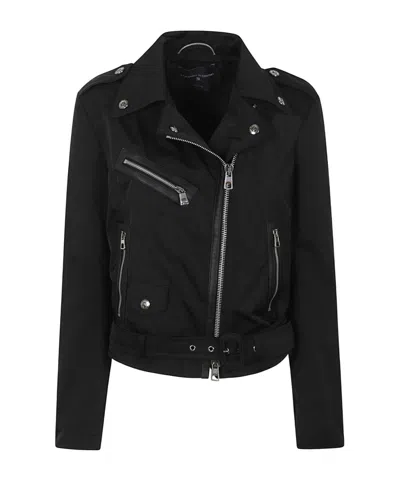 Ermanno Scervino Belted Biker Jacket In Black