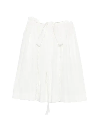 Ermanno Scervino Belted Pleated Midi Skirt In White