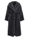 Ermanno Scervino Belted Faux Fur Coat In Grey