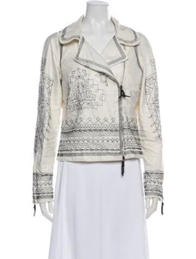 Pre-owned Ermanno Scervino Biker Jacket In White