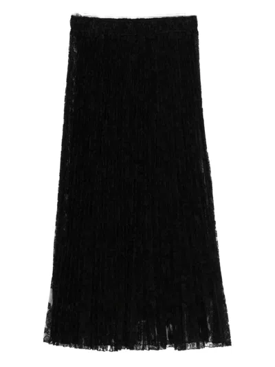Ermanno Scervino Midi Skirt With Lace Overlay Design In Black