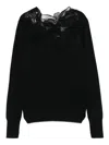 Ermanno Scervino Wool Turtleneck Sweater With Floral Embroidery In Black