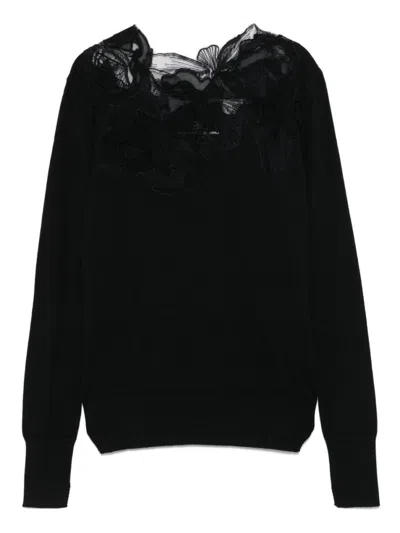 Ermanno Scervino Black Floral Lace Sweater