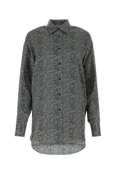 ERMANNO SCERVINO BLACK HERRINGBONE SILK SHIRT