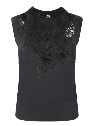 ERMANNO SCERVINO BLACK LACE VISCOSE TANK TOP