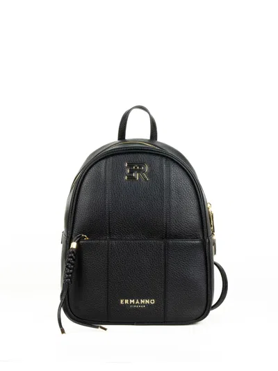 Ermanno Scervino Black Leather Backpack