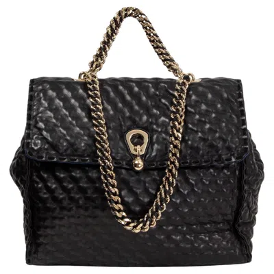 Pre-owned Ermanno Scervino Black Leather Faubourg Large Shoulder Bag