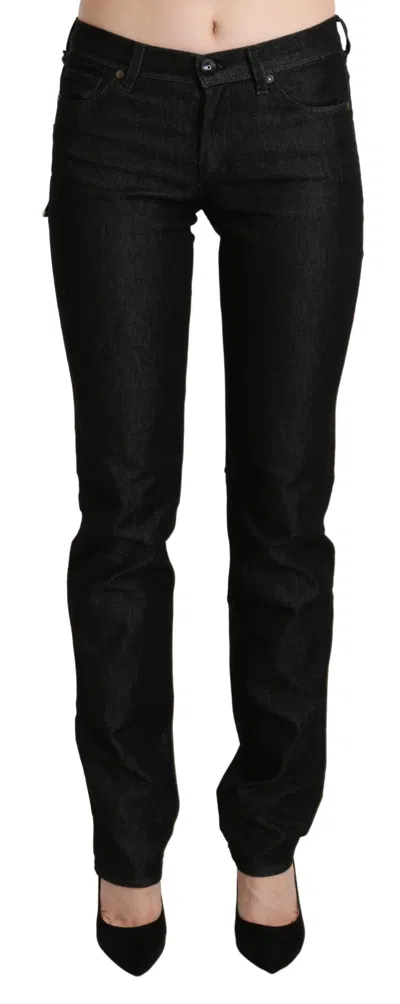 ERMANNO SCERVINO BLACK MID WAIST SKINNY SLIM DENIM TROUSER