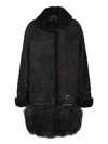 Ermanno Scervino Black Shearling Embroidered Coat In Black