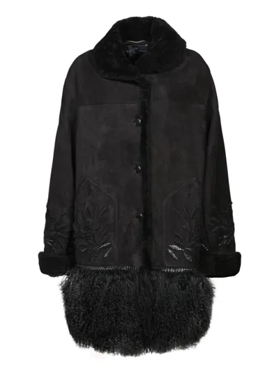 ERMANNO SCERVINO BLACK SHEARLING JACKET