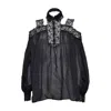 Ermanno Scervino Black Silk Blouse With Floral Lace Inserts