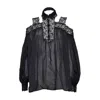 Ermanno Scervino Black Silk Blouse With Floral Lace Inserts