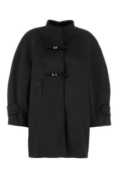 ERMANNO SCERVINO BLACK STRETCH POLYESTER COAT