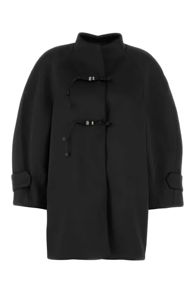 ERMANNO SCERVINO BLACK STRETCH POLYESTER COAT