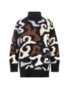 ERMANNO SCERVINO BLACK SWEATER WITH MULTICOLOURED INLAY PATTERN