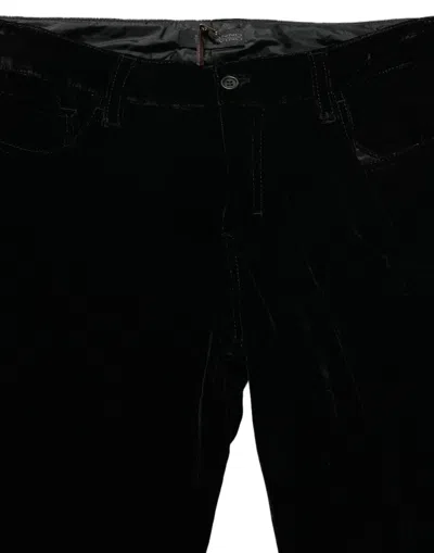 Ermanno Scervino Black Viscose Blend Velvet Slim Fit Pants