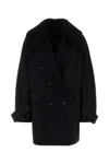 Ermanno Scervino Fur-collar Double-breasted Coat In Black