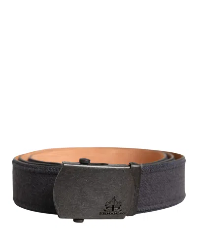 Ermanno Scervino Black Wool Cotton Logo Metal Buckle Belt In Blue