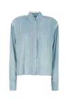 Ermanno Scervino Viscose Shirt With Lace Inserts And Cuffs In Blue