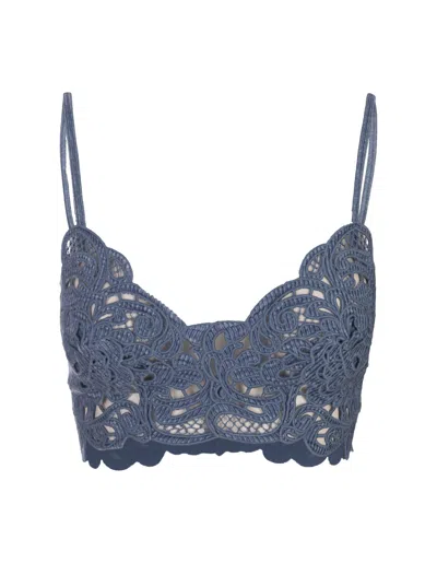 Ermanno Scervino Blue Lace Bra Top