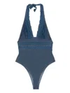 Ermanno Scervino Blue Lace-detail Swimsuit In Multi