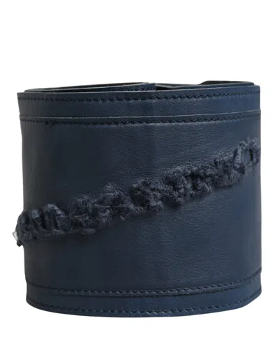 Ermanno Scervino Blue Leather Wide Waist Women Cintura Belt In Black