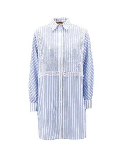 Ermanno Scervino Caftan In Stripe Chia/dark/sandal