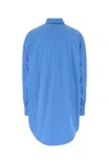 Ermanno Scervino Oversize Poplin Shirt Floral Embroidery In Blue