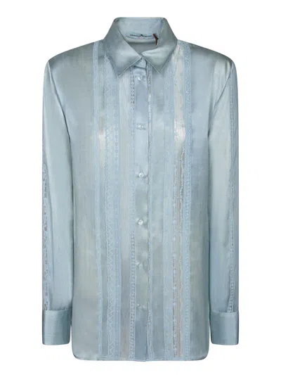 Ermanno Scervino Blue Print Silk Shirt