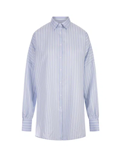Ermanno Scervino Blue, White And Silver Striped Over Shirt