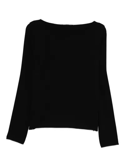 Ermanno Scervino Boat-neck Long-sleeve Top In Black