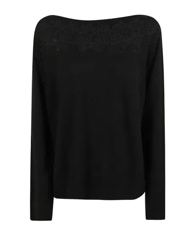 Ermanno Scervino Boat Neck Sweater In Black