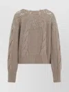 Ermanno Scervino Boat Neckline Cable Knit Pullover In Brown