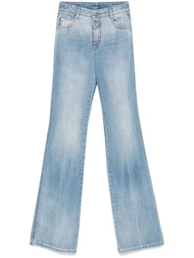 Ermanno Scervino Viscose Trousers With Vintage Jeans Print In Blue