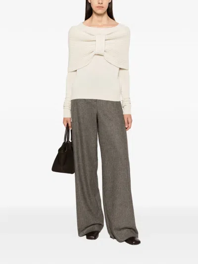 Ermanno Scervino Bow-detail Ribbed-knit Sweater In Multi