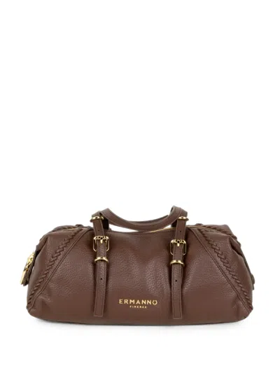 Ermanno Scervino Braided-trim Buckled Tote Bag In Brown