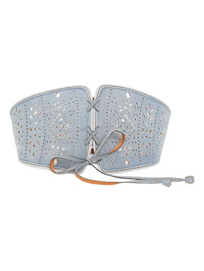 Ermanno Scervino Broderie-anglaise Corset Top In Gray