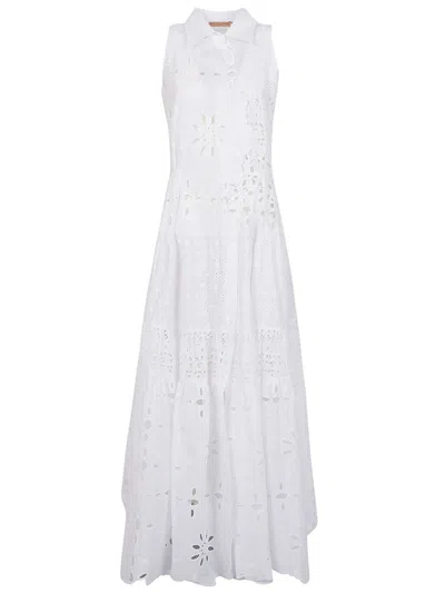 Ermanno Scervino Broderie Anglaise Long Shirtdress In Bright White