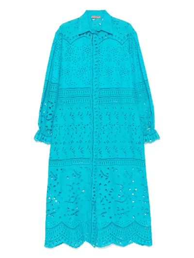 Ermanno Scervino Maxi Shirt Dress In Blue