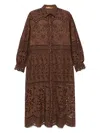 Ermanno Scervino Broderie Anglaise Midi Dress In Brown