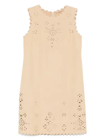 Ermanno Scervino Broderie-anglaise Midi Dress In Neutral