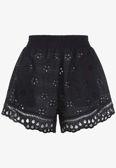 Ermanno Scervino Broderie Anglaise Scalloped Shorts In Black