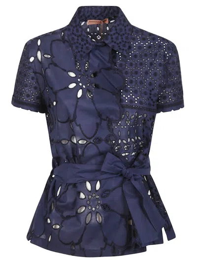 Ermanno Scervino Broderie Anglaise Shirt In Blue