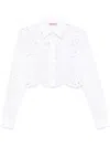 Ermanno Scervino Lace Long-sleeve Cropped Shirt With Scalloped Hem In White