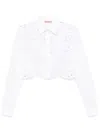 Ermanno Scervino Lace Long-sleeve Cropped Shirt With Scalloped Hem In White