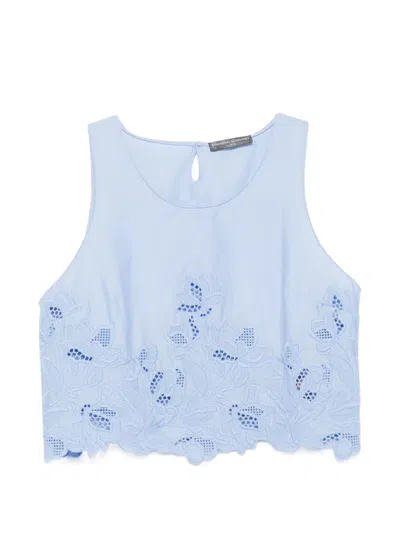 Ermanno Scervino Broderie-anglaise Cropped Top In Blue