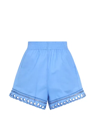 Ermanno Scervino Broderie-anglaise Elasticated-waist Shorts In Blue