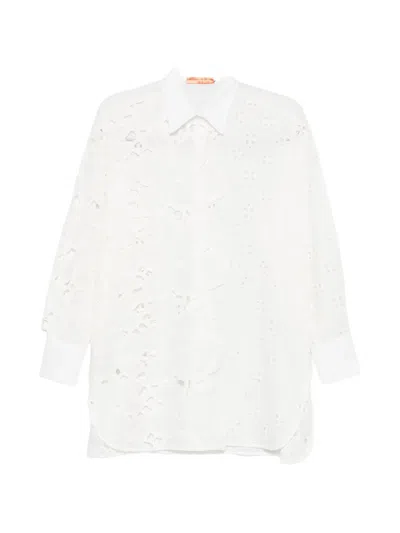 Ermanno Scervino Broderie-anglaise Floral-detail Shirt In White