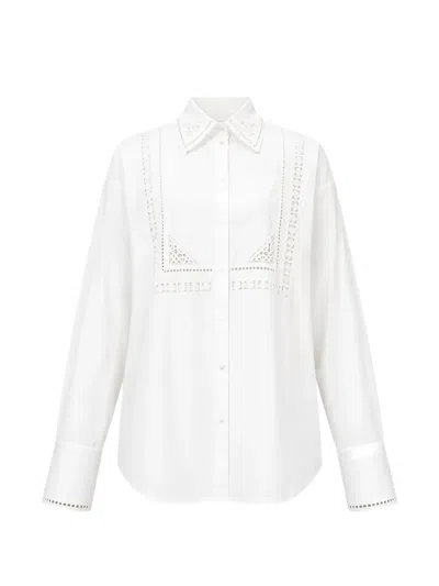 Ermanno Scervino Broderie-anglaise Lace-panel Shirt In White